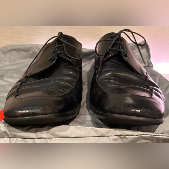 416. Men’s Prada Vintage Black Leather Oxford Lace-up Dress Shoe with Dust Bag - Picture 6 of 16